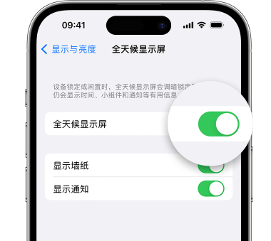 融安苹果15预约维修分享iPhone15如何设置全天候显示屏幕可见 